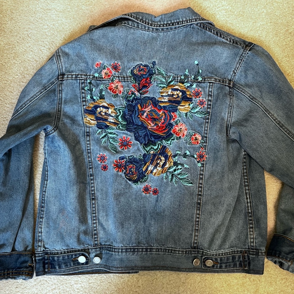 Women's Blu-Pepper Blue Demin Embellished Jacket Sz S